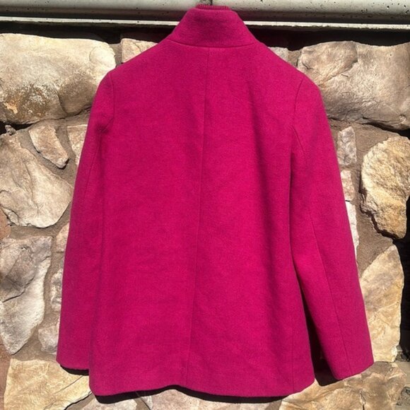 J Crew Wool Coat Pink Zipper Front High Neck Size 6 Gold Zipper Winter - Picture 4 of 11